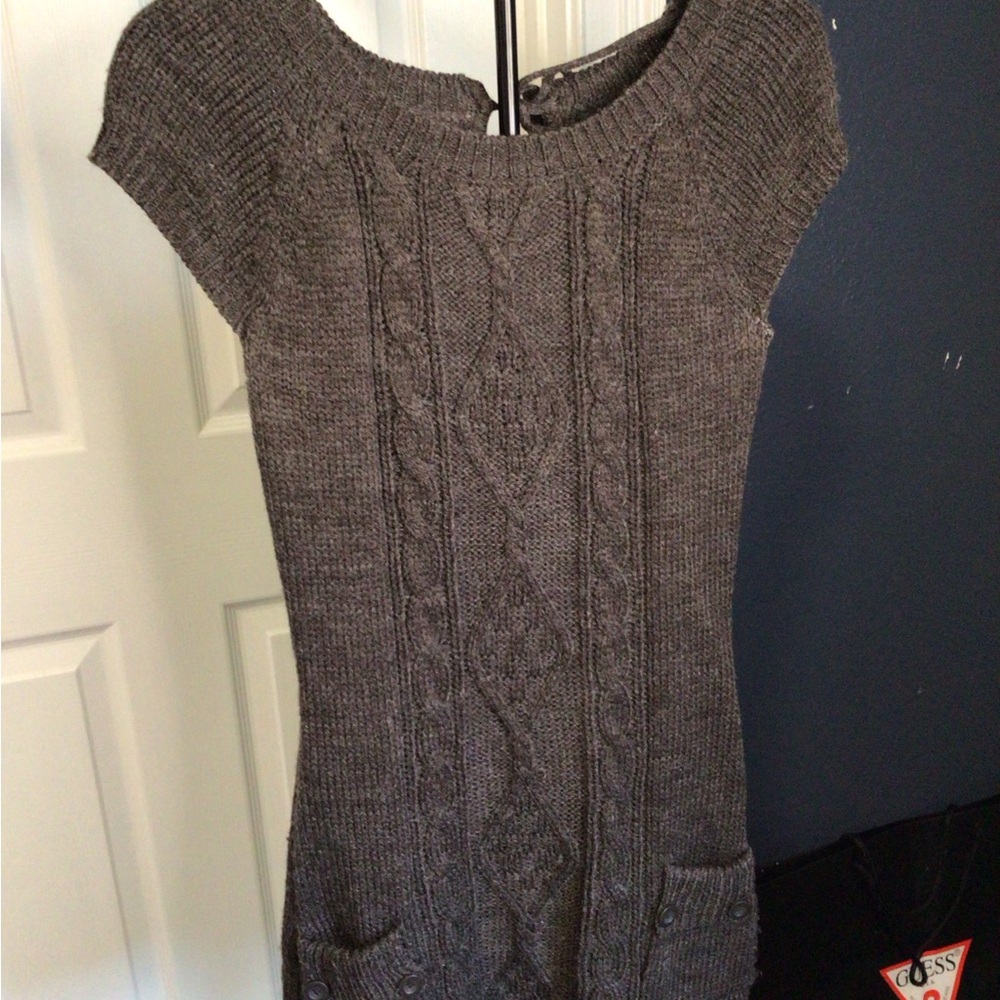 Chic Black Cable Knit Mini Dress - Picture 1 of 8